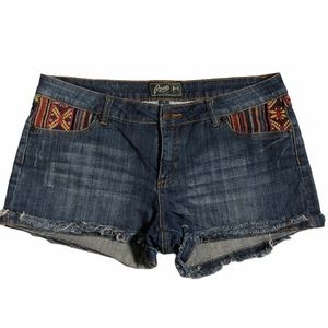 Roots Raw Edge Aztek Print Denim Jean Short